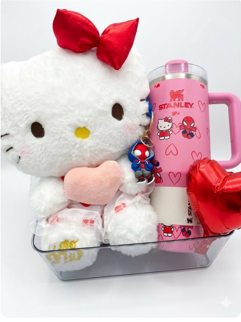 Hello Kitty Plush with Stanley Tumbler and Heart Accessories